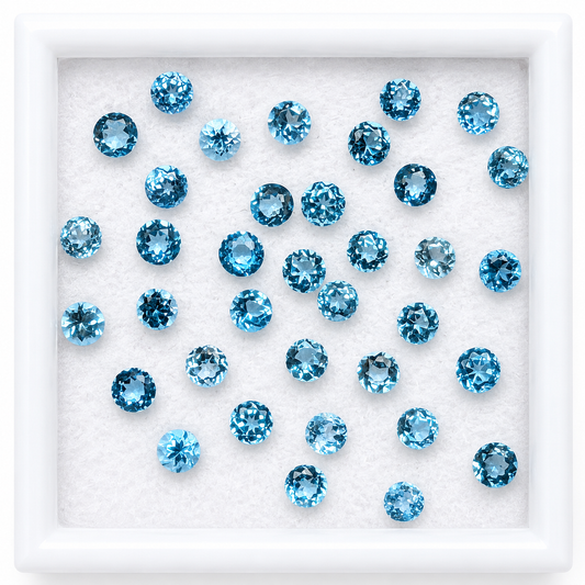 Topacio Swiss Blue Facetado Redondo 2 mm