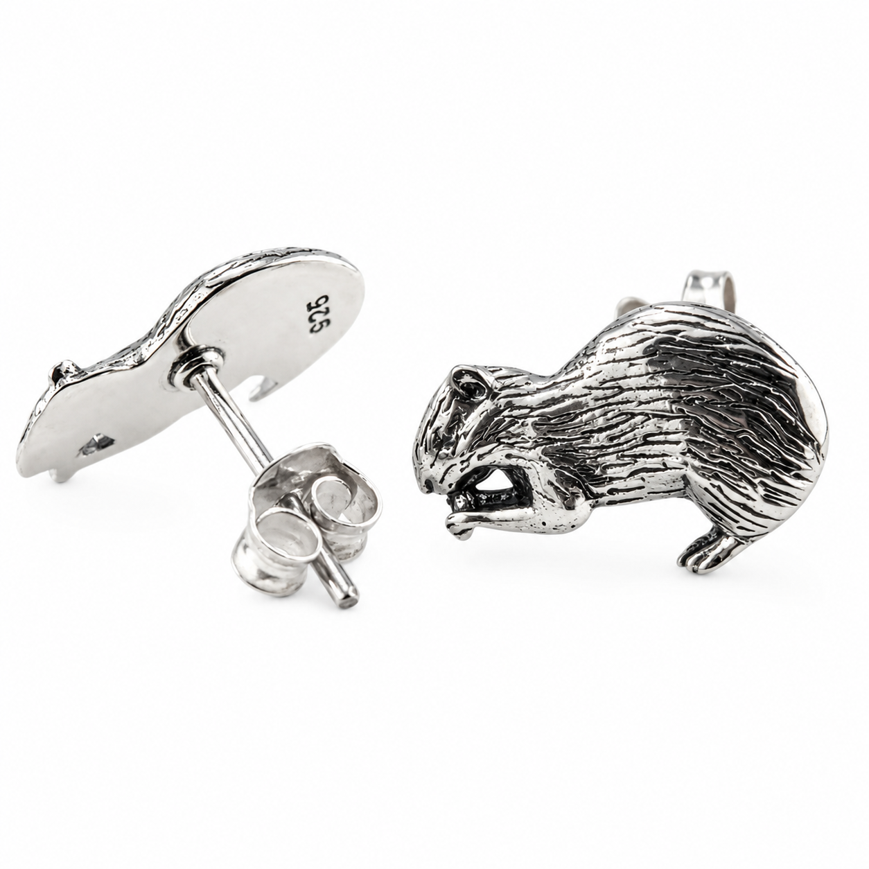 Aretes Agutí en Plata 925 14 x 11 mm