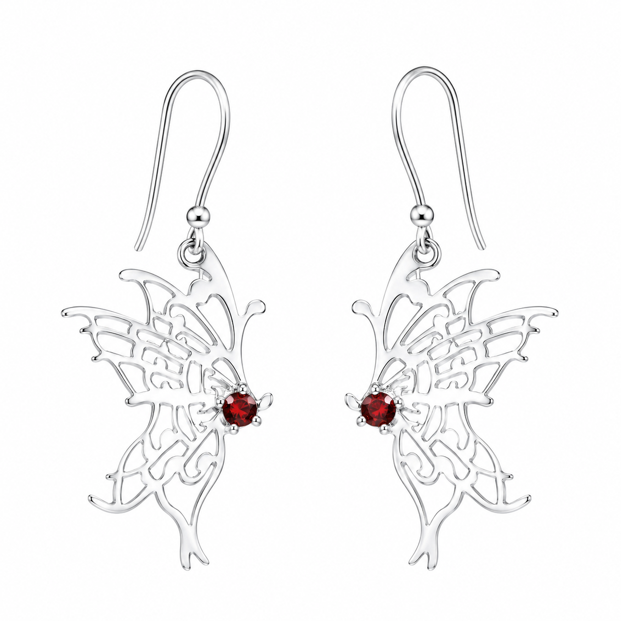 Aretes de Mariposa con Granate