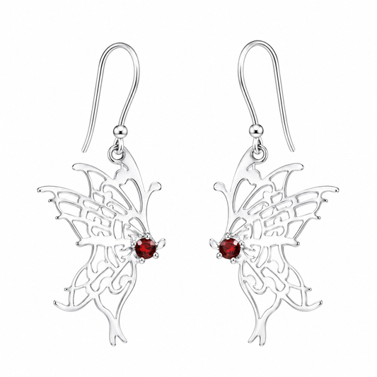 Aretes de Mariposa con Granate