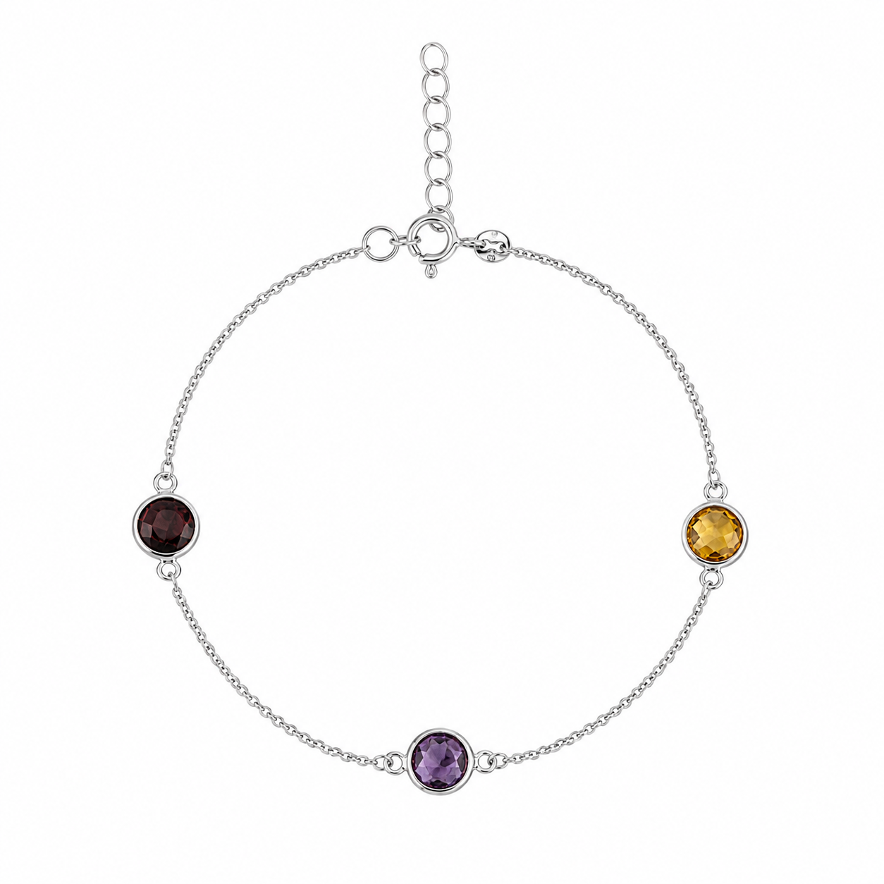 Pulsera de Plata 925 con baño de rodio y piedras naturales
