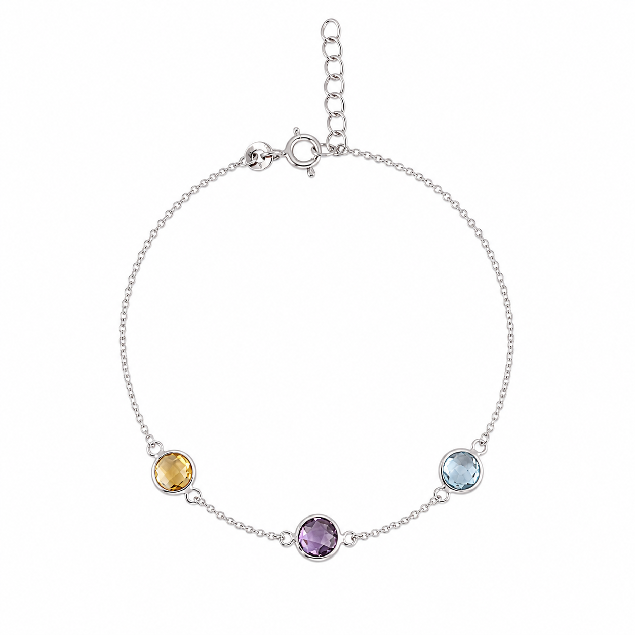 Pulsera de Plata 925 con baño de rodio y piedras naturales