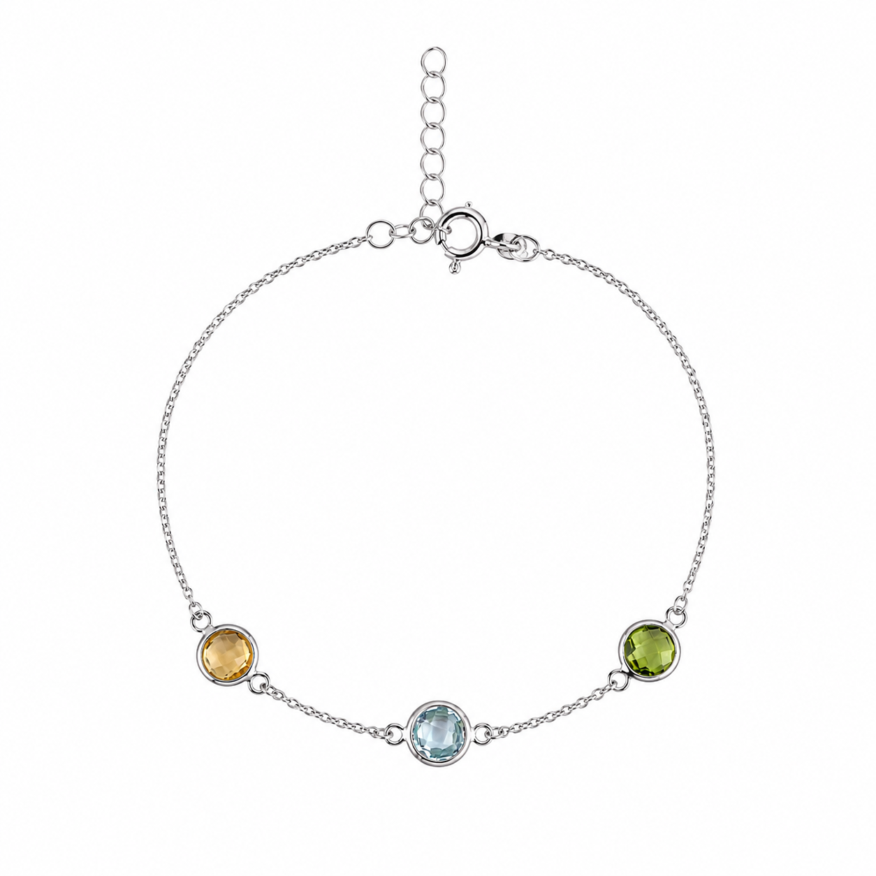 Pulsera de Plata 925 con baño de rodio y piedras naturales