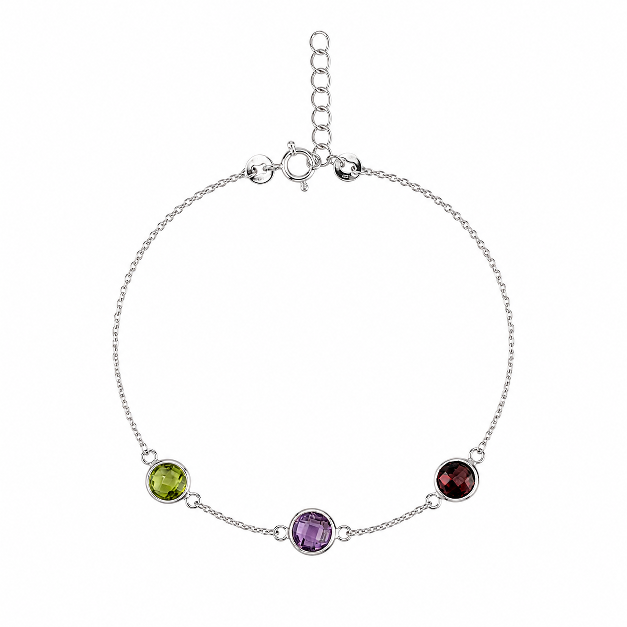 Pulsera de Plata 925 con baño de rodio y piedras naturales