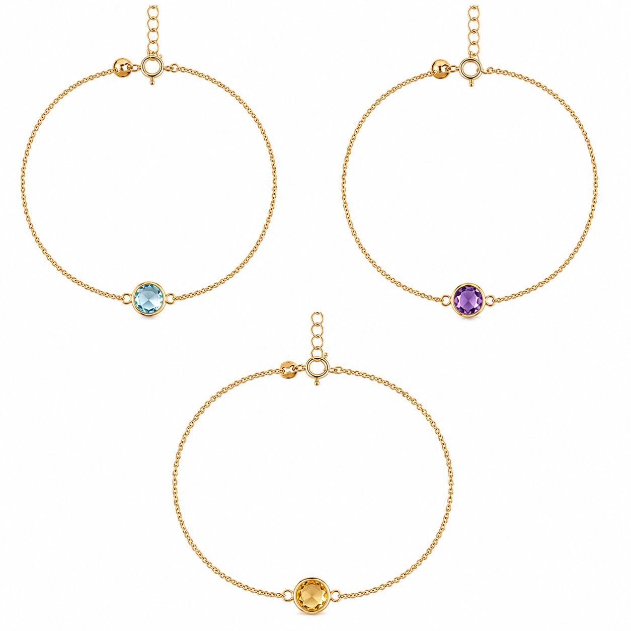 Pulsera de Plata 925 con baño de oro y piedras naturales