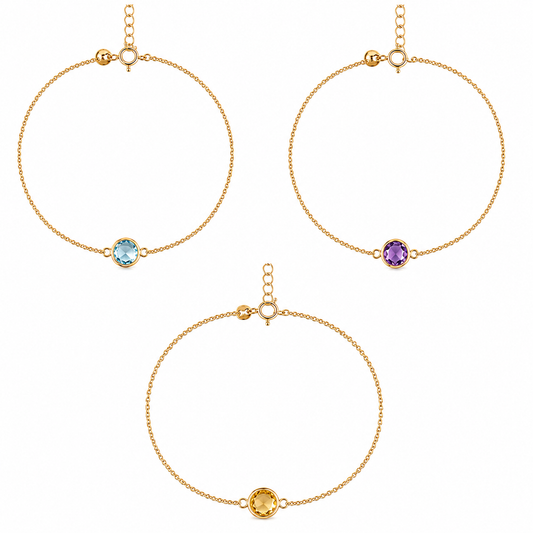 Pulsera de Plata 925 con baño de oro y piedras naturales