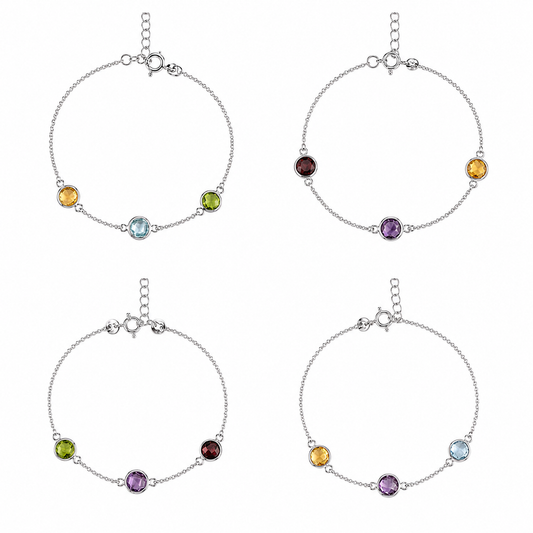 Pulsera de Plata 925 con baño de rodio y piedras naturales